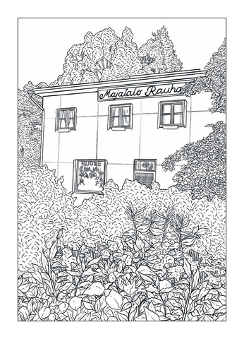 Matkustajakoti Rauhala -postikortti
